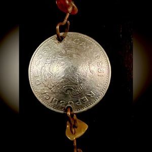 Handmade Republic of Costa Rica Coin Bracelet or Anklet